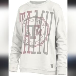 Pressbox Texas A&M Aggies White Shoreline Crew Sweatshirt